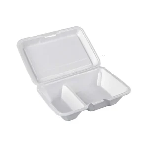 Disposable Foam Lunch Box 2 Compartment 25 Pieces