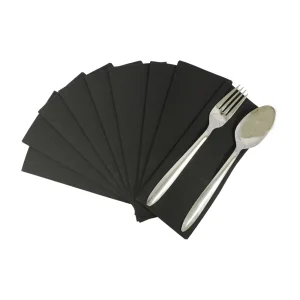 SNH Premium Airlaid Pocket Napkin 40x33cm Black 65 Pieces